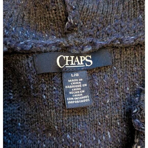 CHAPS Boho Southwestern Coastal Baja Wmn Lrg Toggle Button Sweater Hoodie Hippie - Picture 7 of 9